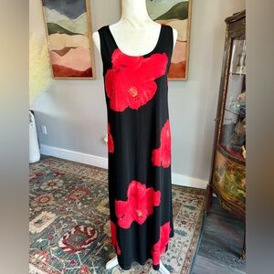 Noble U Hibiscus Flower Maxi Dress